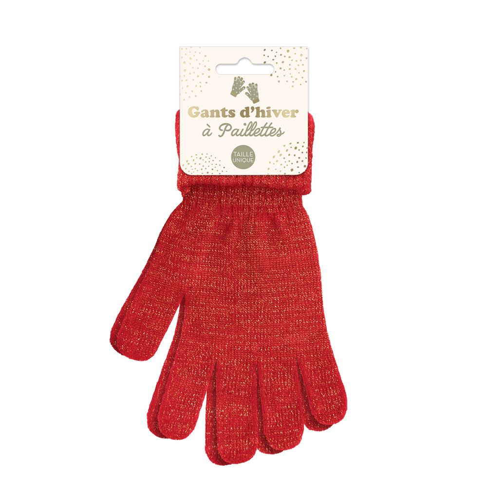Gants hiver a paillettes rouge