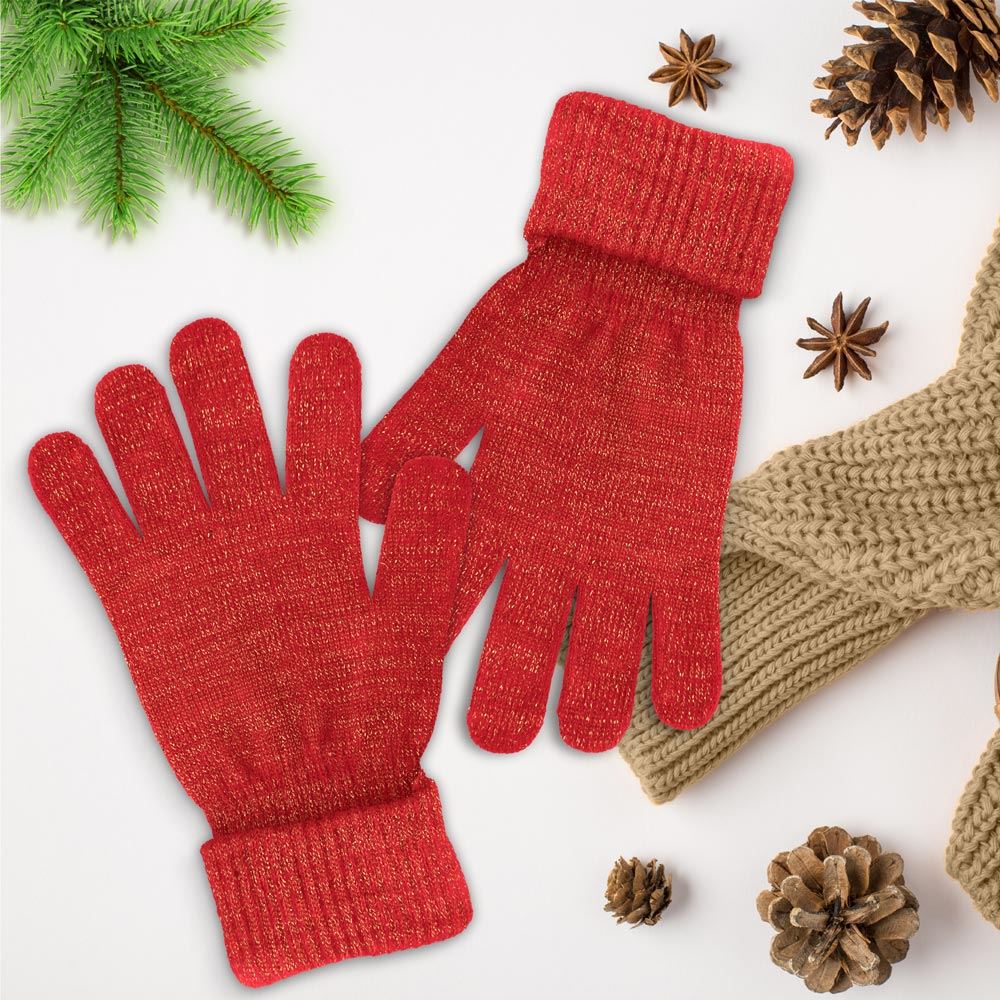 Gants hiver a paillettes rouge