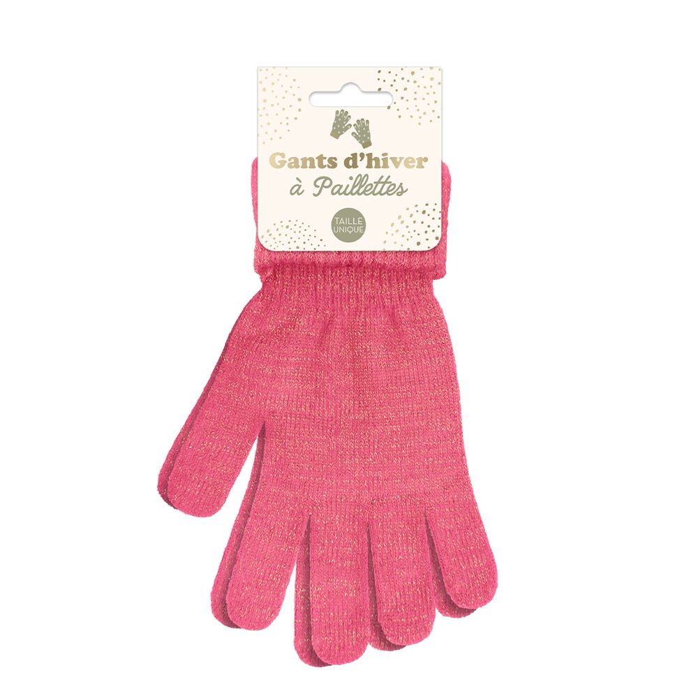 Gants hiver a paillettes fuchsia
