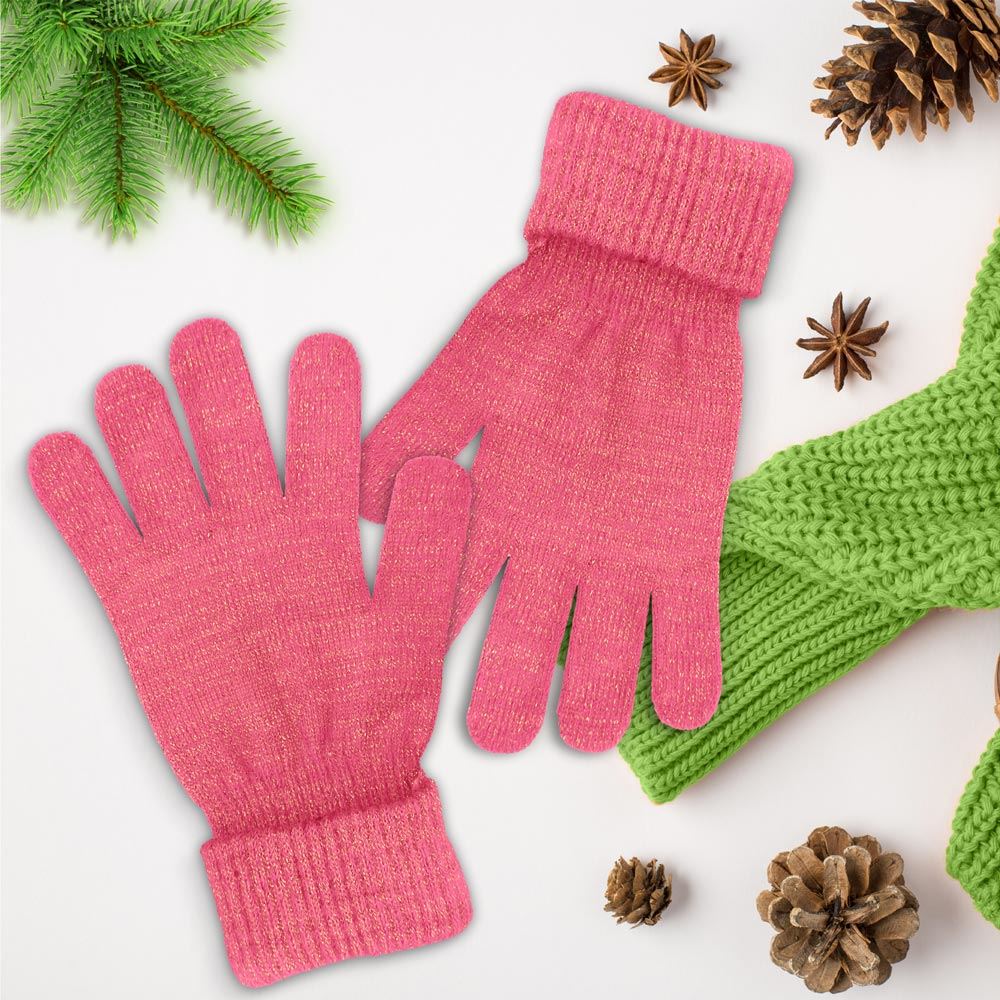 Gants hiver a paillettes fuchsia