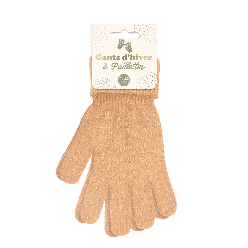 Gants hiver a paillettes saumon