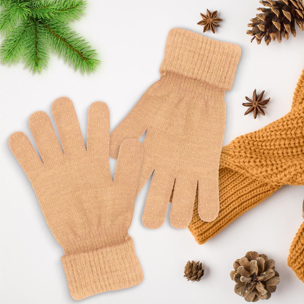 Gants hiver a paillettes saumon