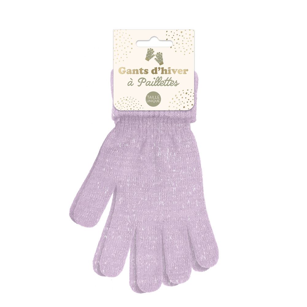 Gants hiver a paillettes lilas