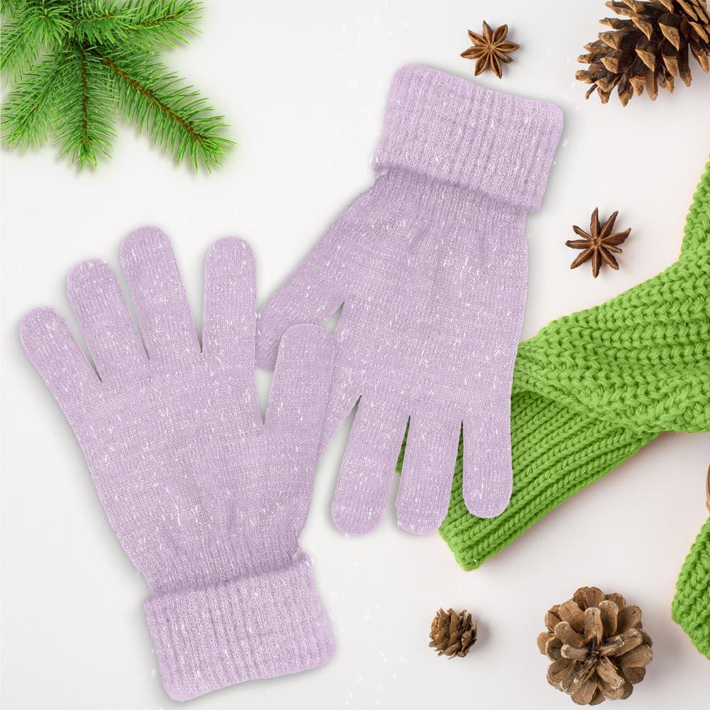 Gants hiver a paillettes lilas