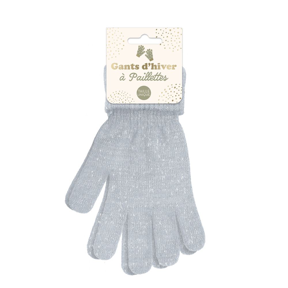 Gants hiver a paillettes gris