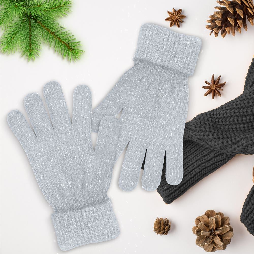 Gants hiver a paillettes gris