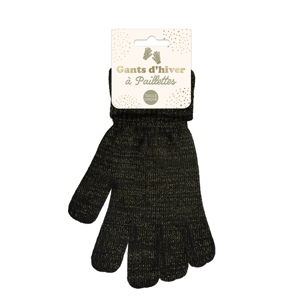 Gants hiver a paillettes noirs