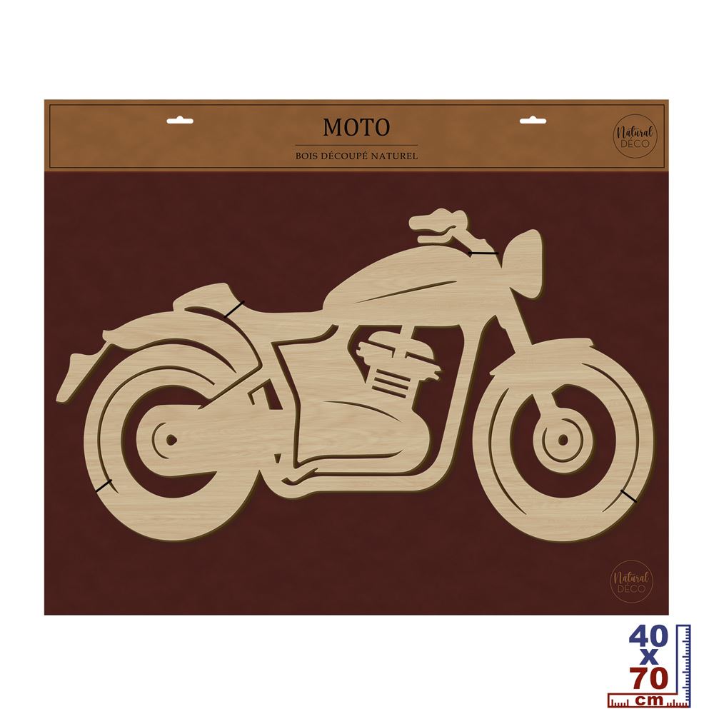 Moto deco bois 70x40cm