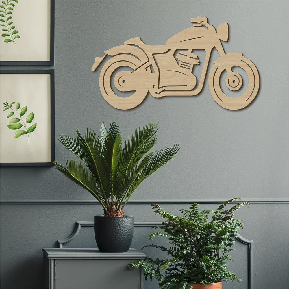 Moto deco bois 70x40cm