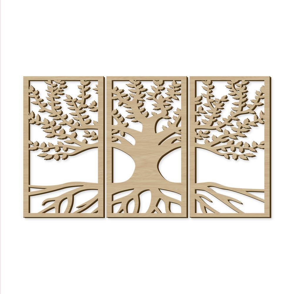 Arbre de vie triptyque decobois 70x40cm