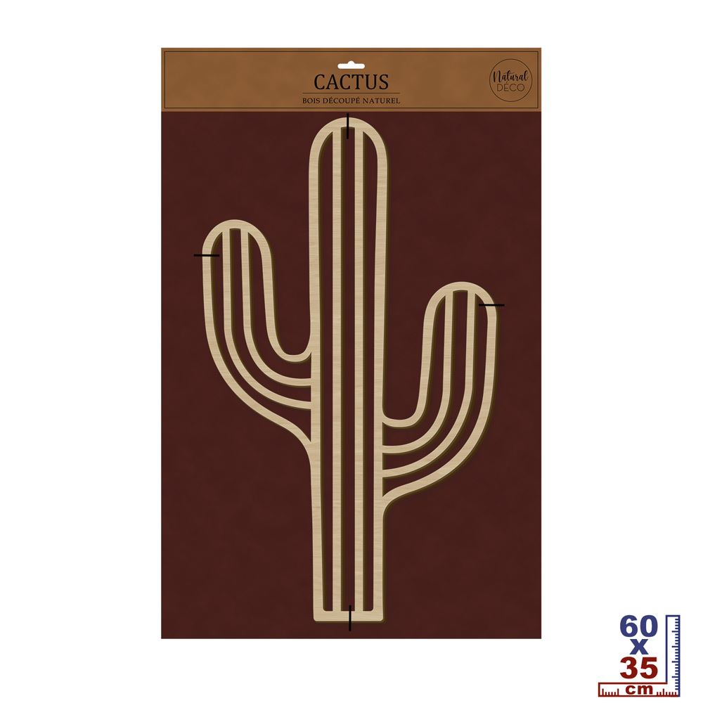 Cactus deco bois 40x60cm