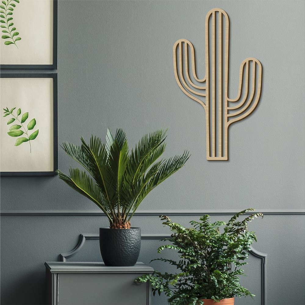 Cactus deco bois 40x60cm