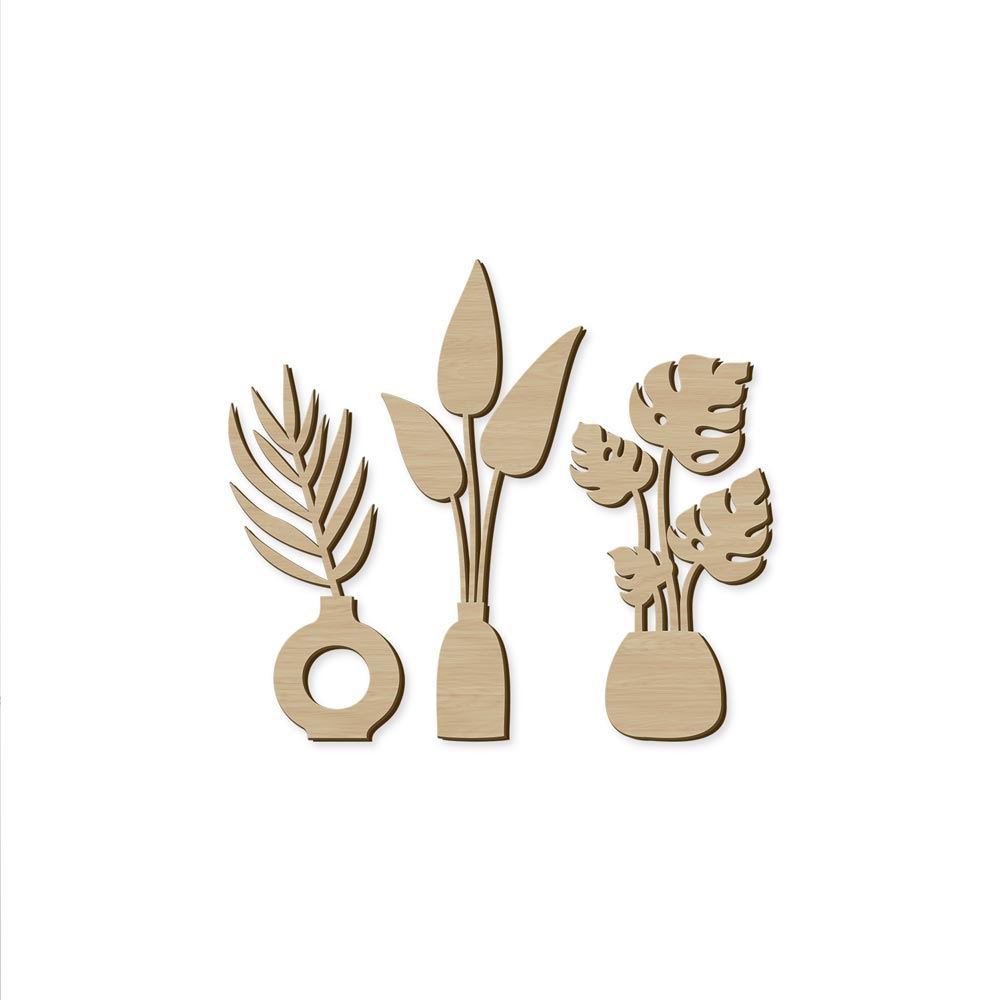 Vases tropicaux deco bois 40x40cm