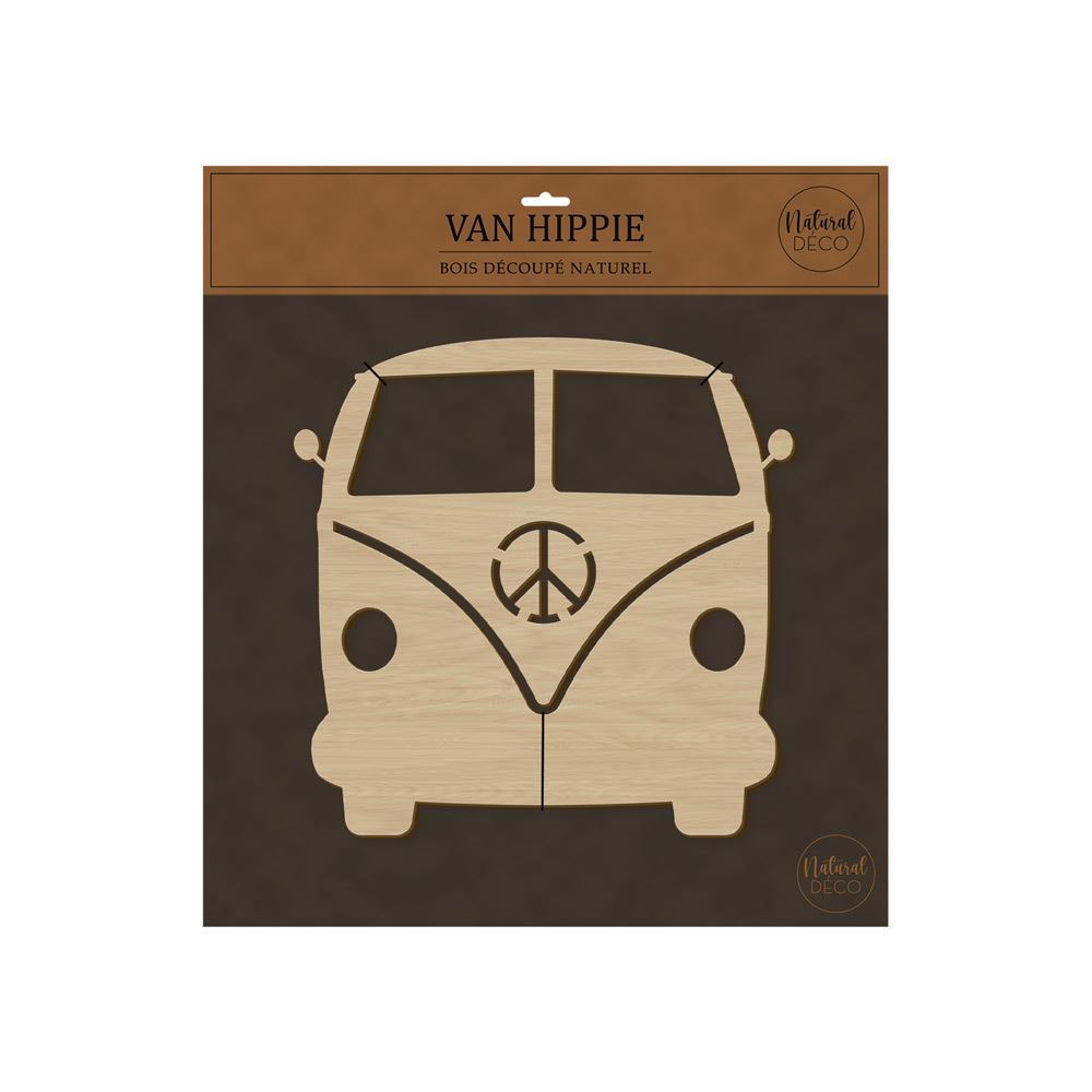 Van hippie deco bois 40x40cm