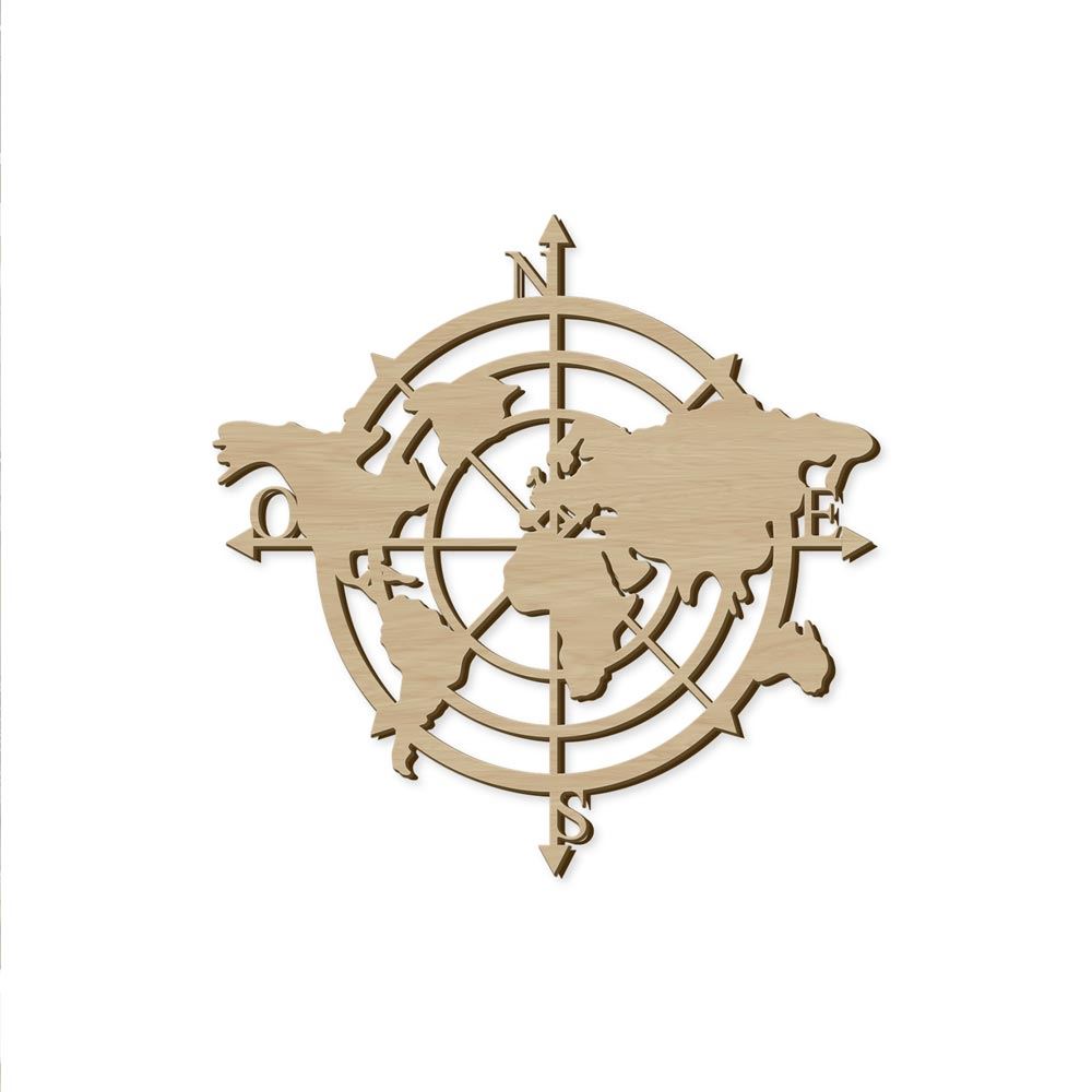 Planisphere boussole decobois 40x40cm