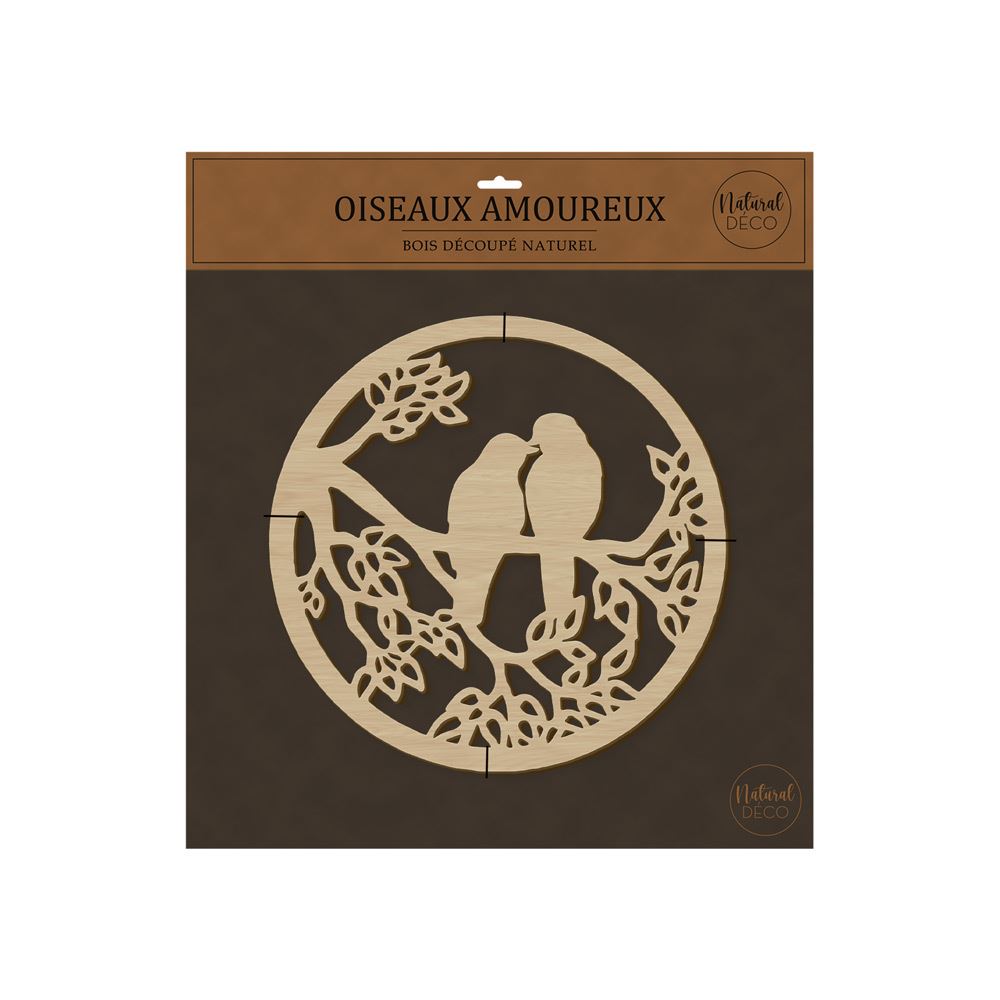 Oiseaux amoureux decobois 40x40cm