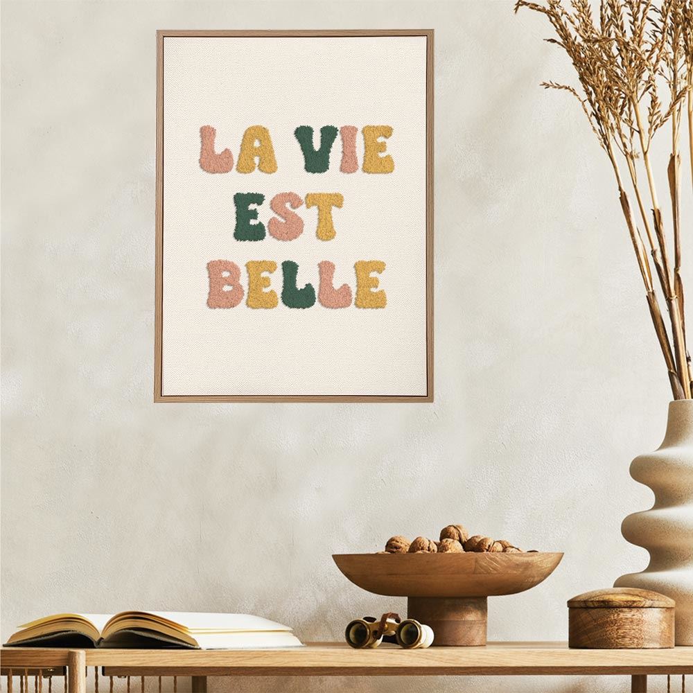 Toile tuftee la vie est belle 30x40 cm