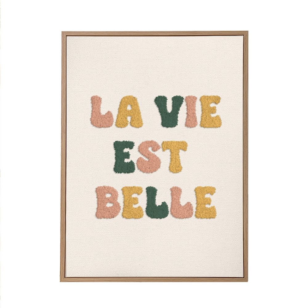 Toile tuftee la vie est belle 30x40 cm