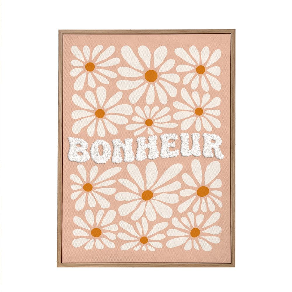 Toile tuftee bonheur 30x40 cm