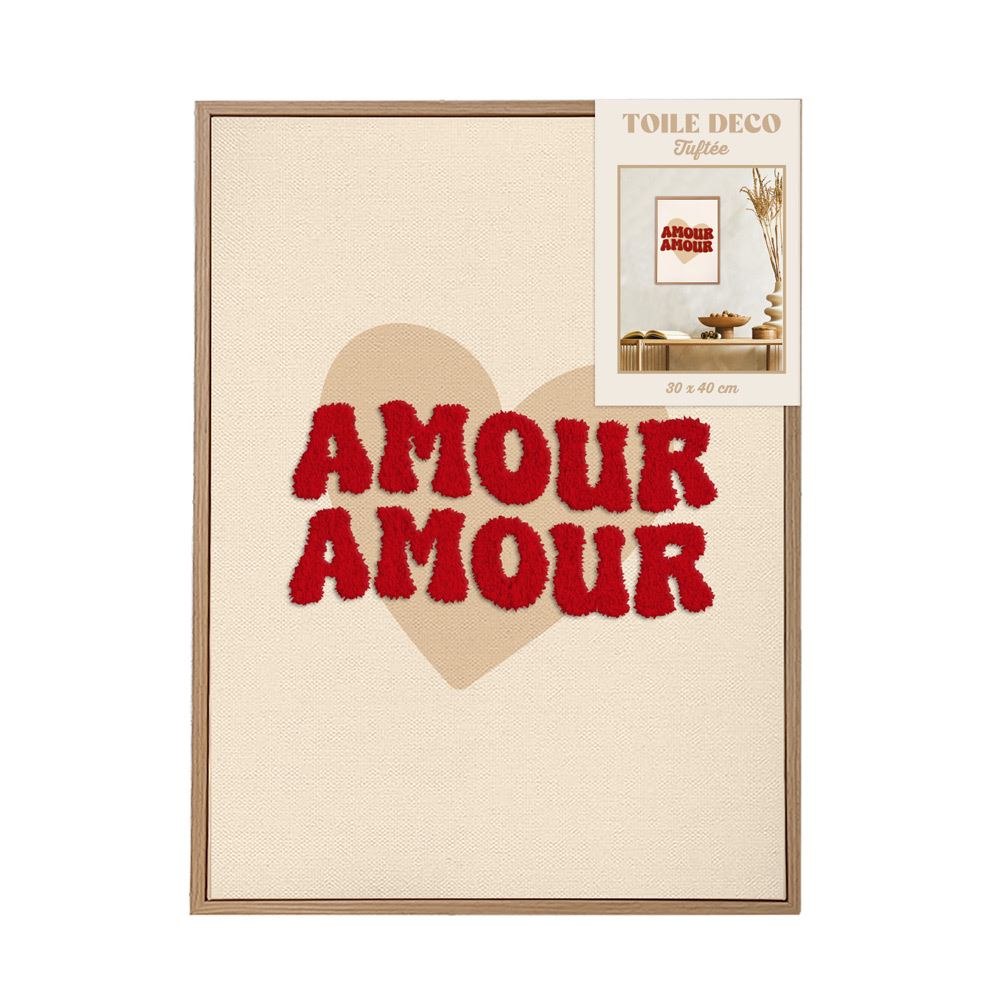 Toile tuftee amour amour 30x40 cm