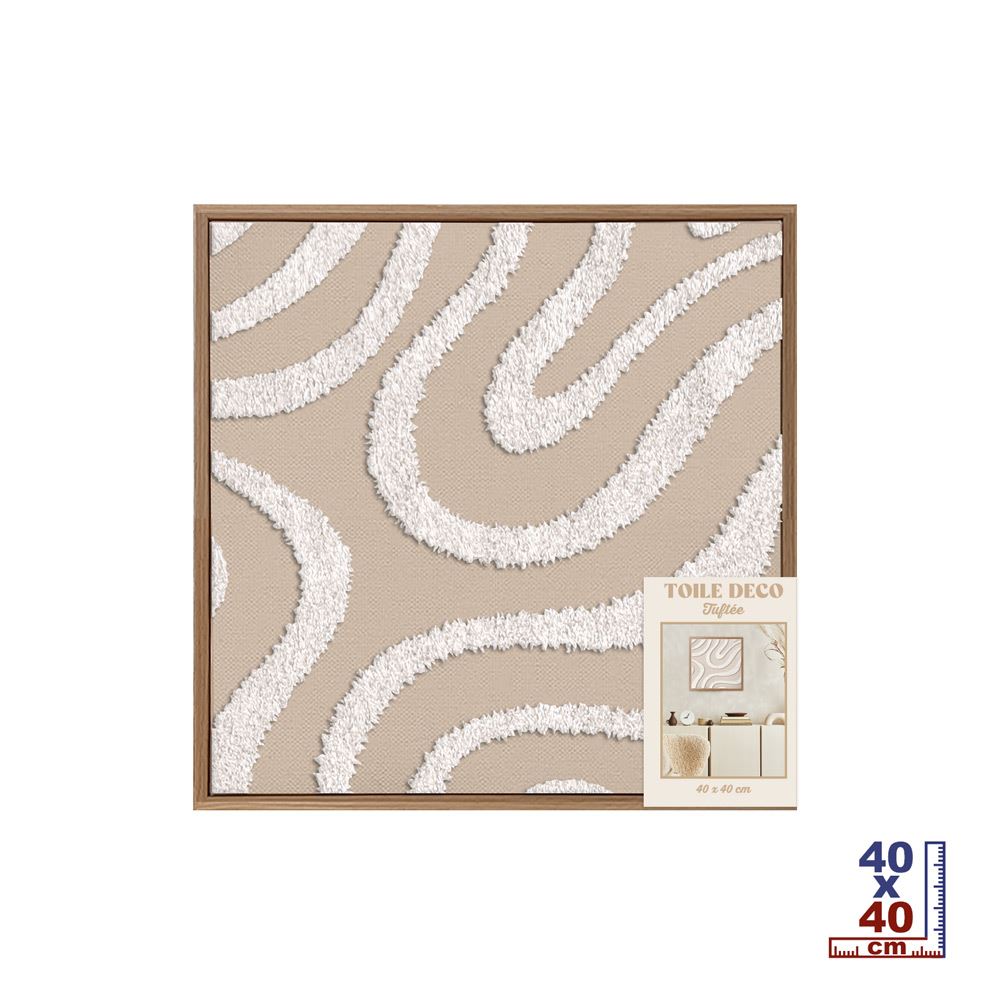 Toile tuftee courbes 40x40 cm