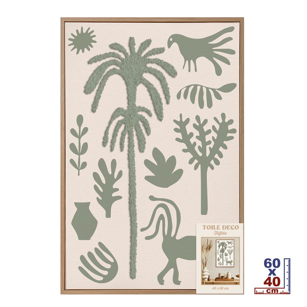 Toile tuftee tropical 60x40 cm