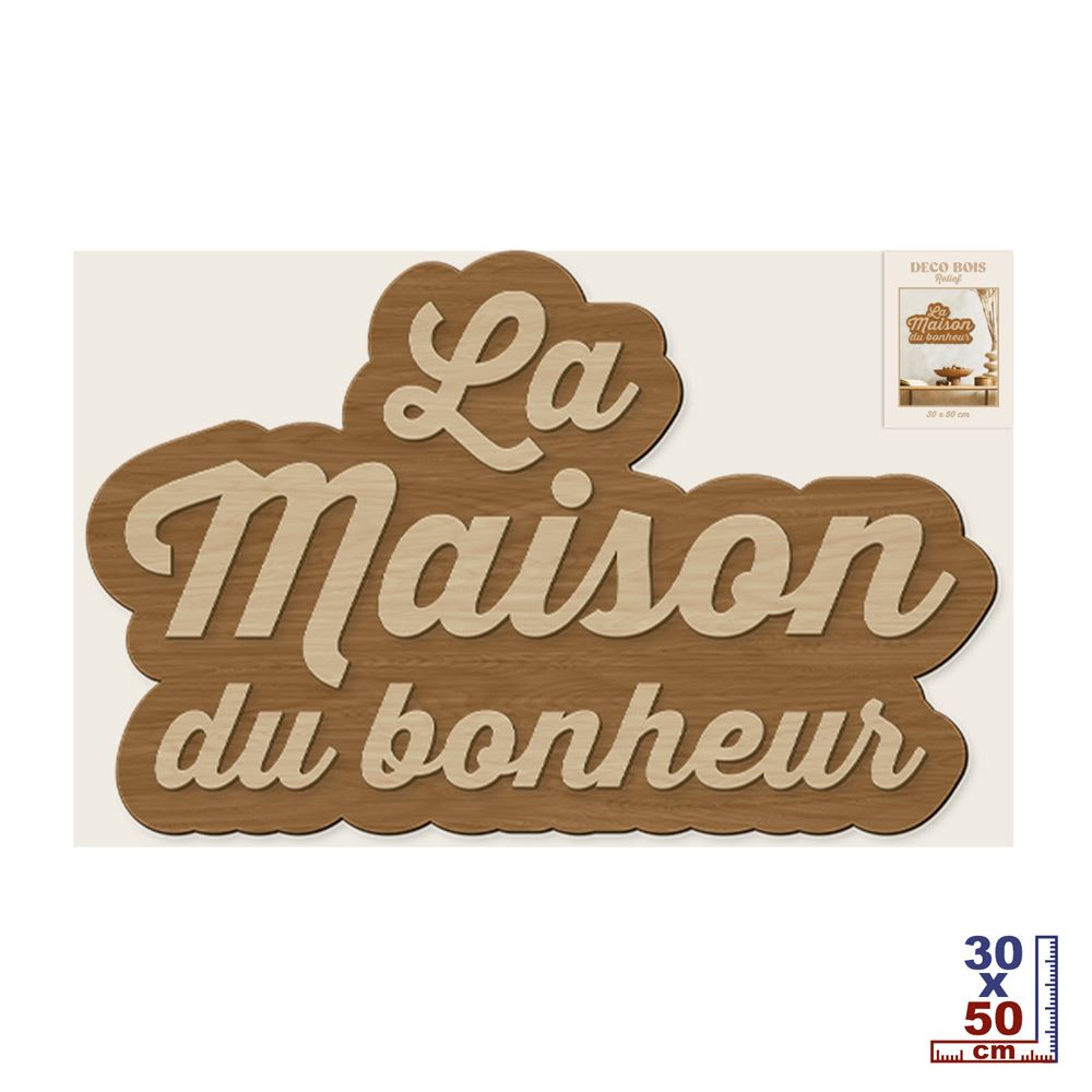 Deco bois relief maison du bonheur