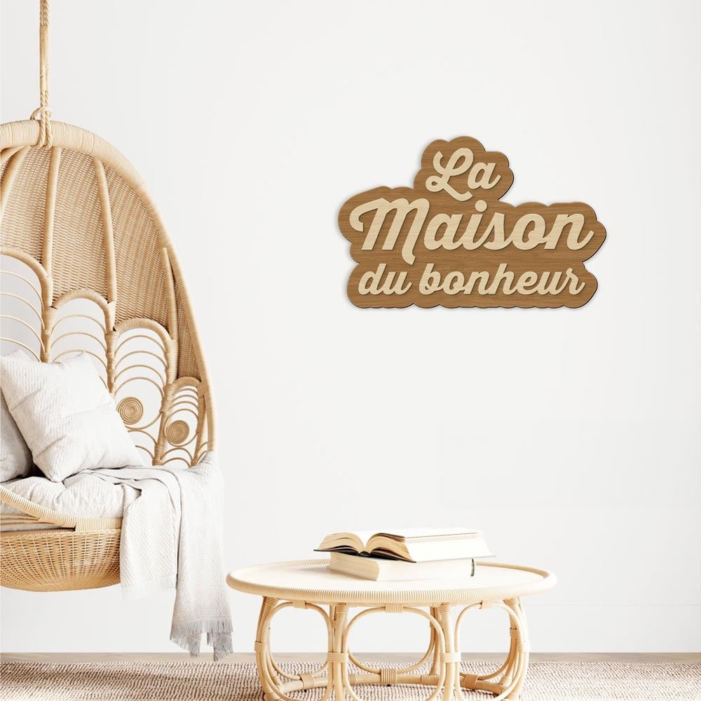 Deco bois relief maison du bonheur