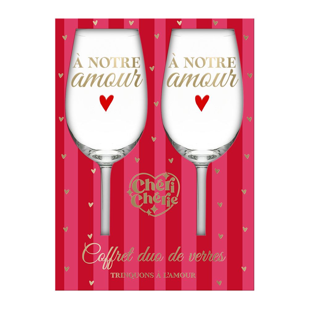 Coffret duo verres vin "a notre amour"