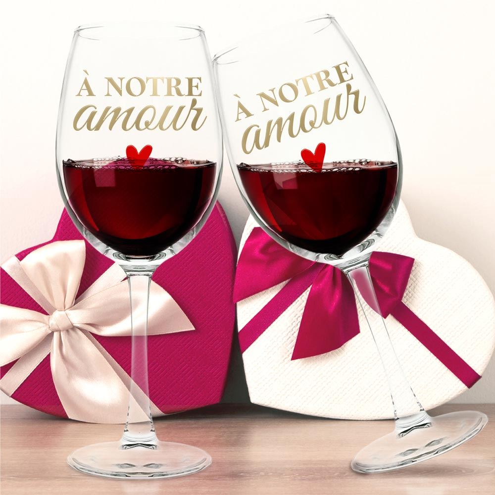Coffret duo verres vin "a notre amour"