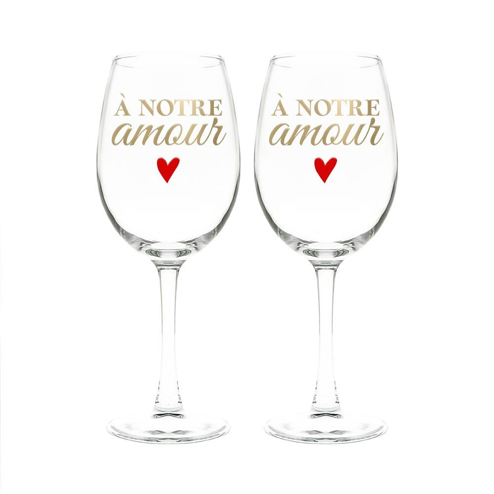 Coffret duo verres vin "a notre amour"