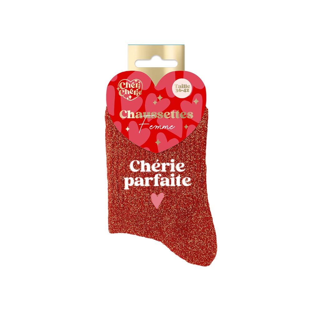 Chaussettes paillettes cherie saint valentin