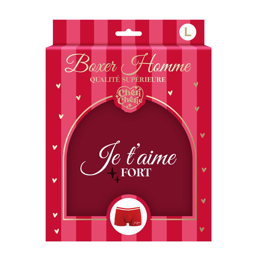 Boxer rouge "je t aime fort" taille l