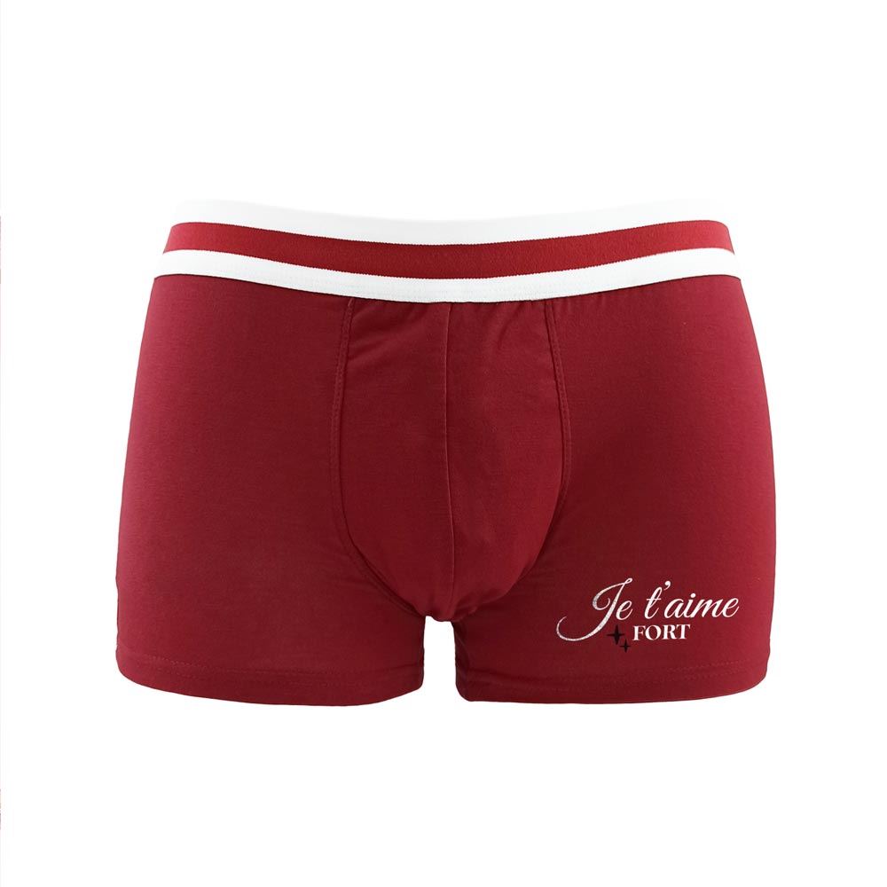 Boxer rouge "je t aime fort" taille l