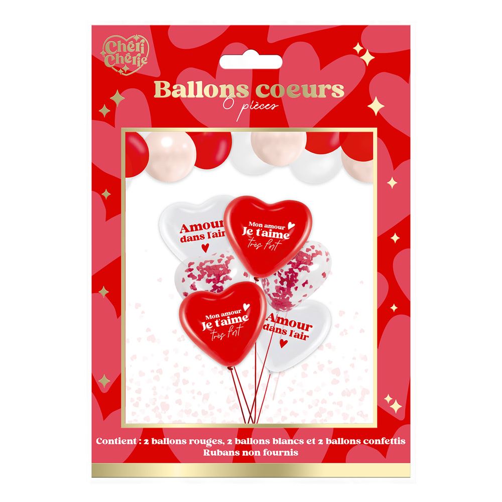 Ballon coeurs 6 pcs saint valentin