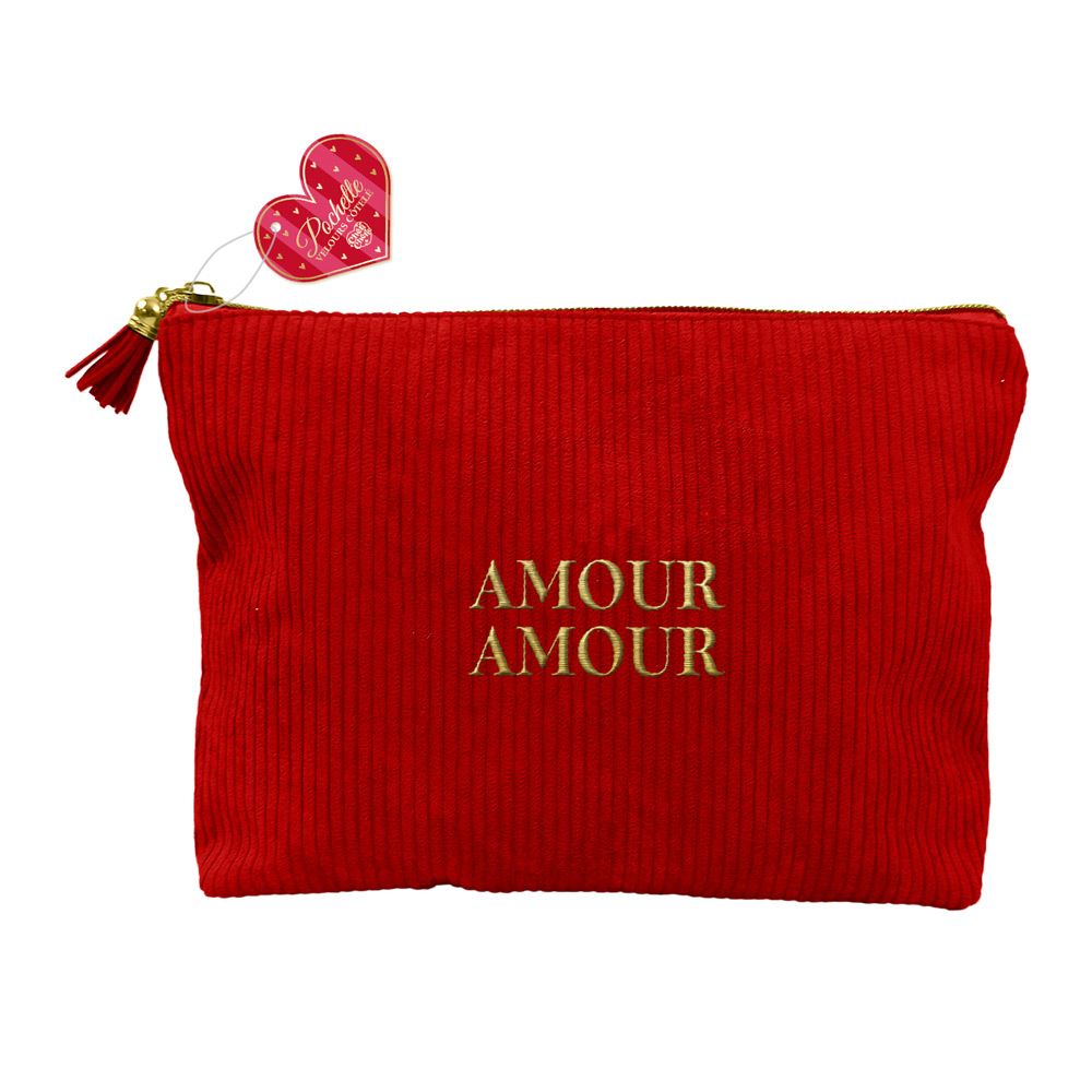 Pochette velours cotele rouge amour amour