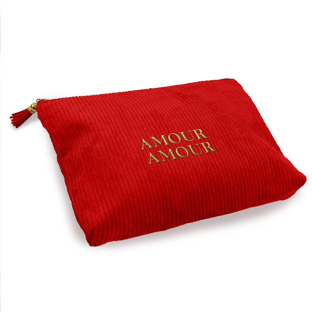 Pochette velours cotele rouge amour amour