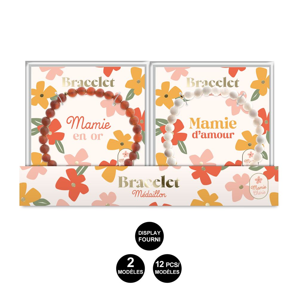 Bracelet medaillon mamie 2mods /24pcs