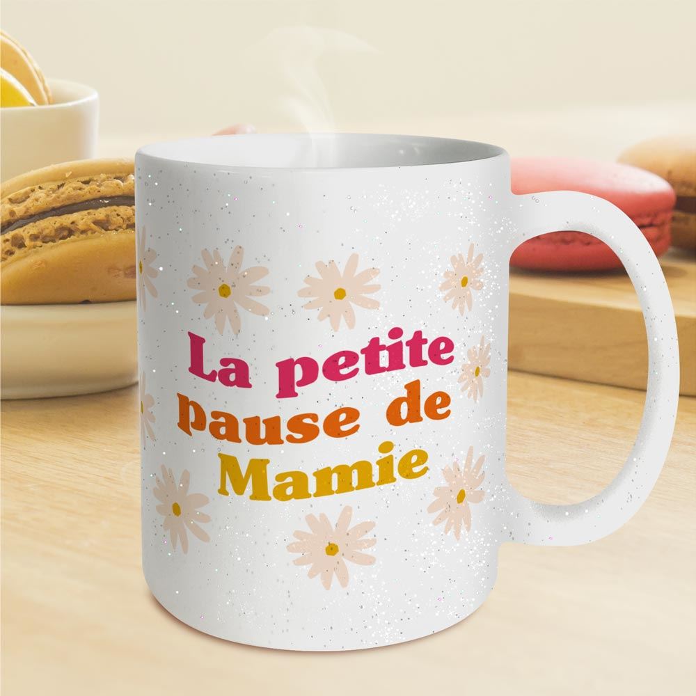 Mug a paillettes la petite pause de mamie

