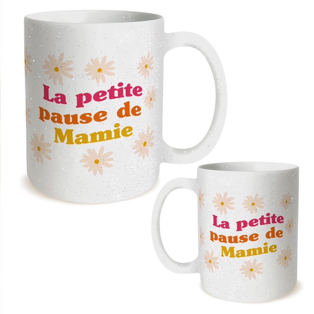 Mug a paillettes la petite pause de mamie
