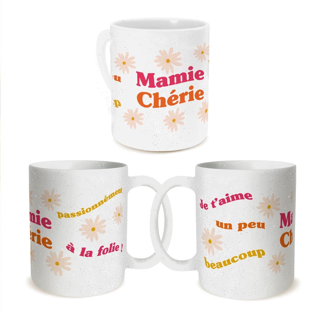 Mug a paillettes mamie cherie
