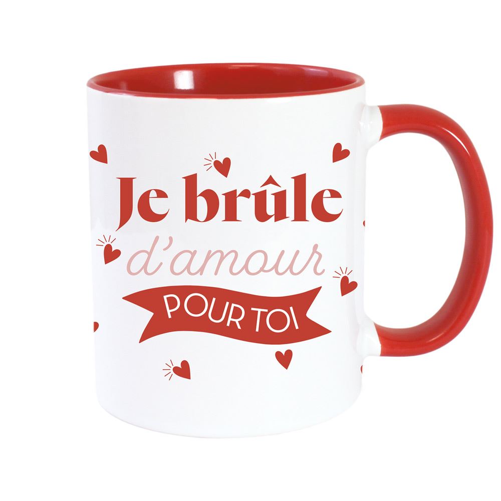 Mug rouge je brule d amour pour toi