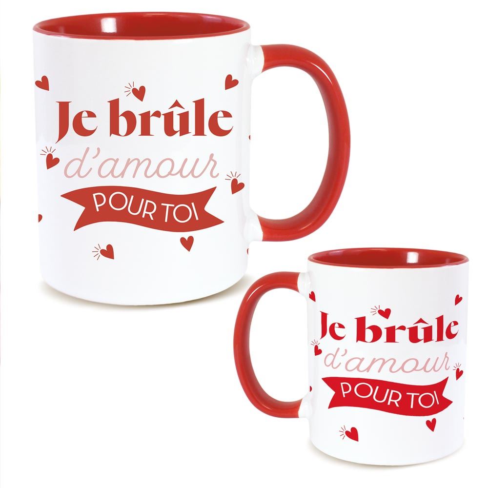 Mug rouge je brule d amour pour toi