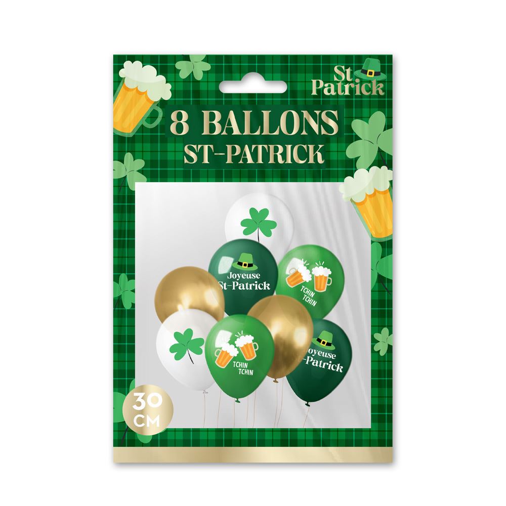 Sachet 8 ballons saint patrick