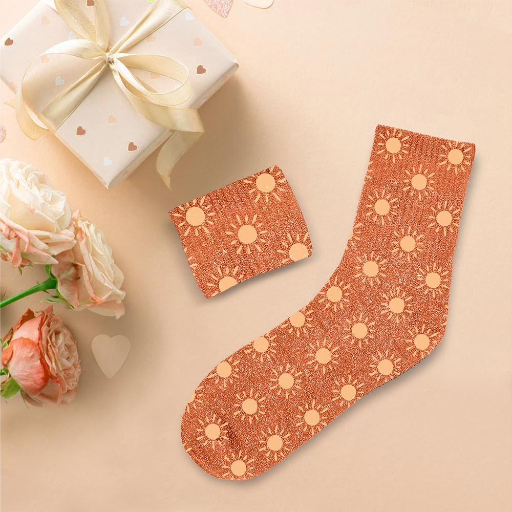 Chaussettes paillettes orange soleil
