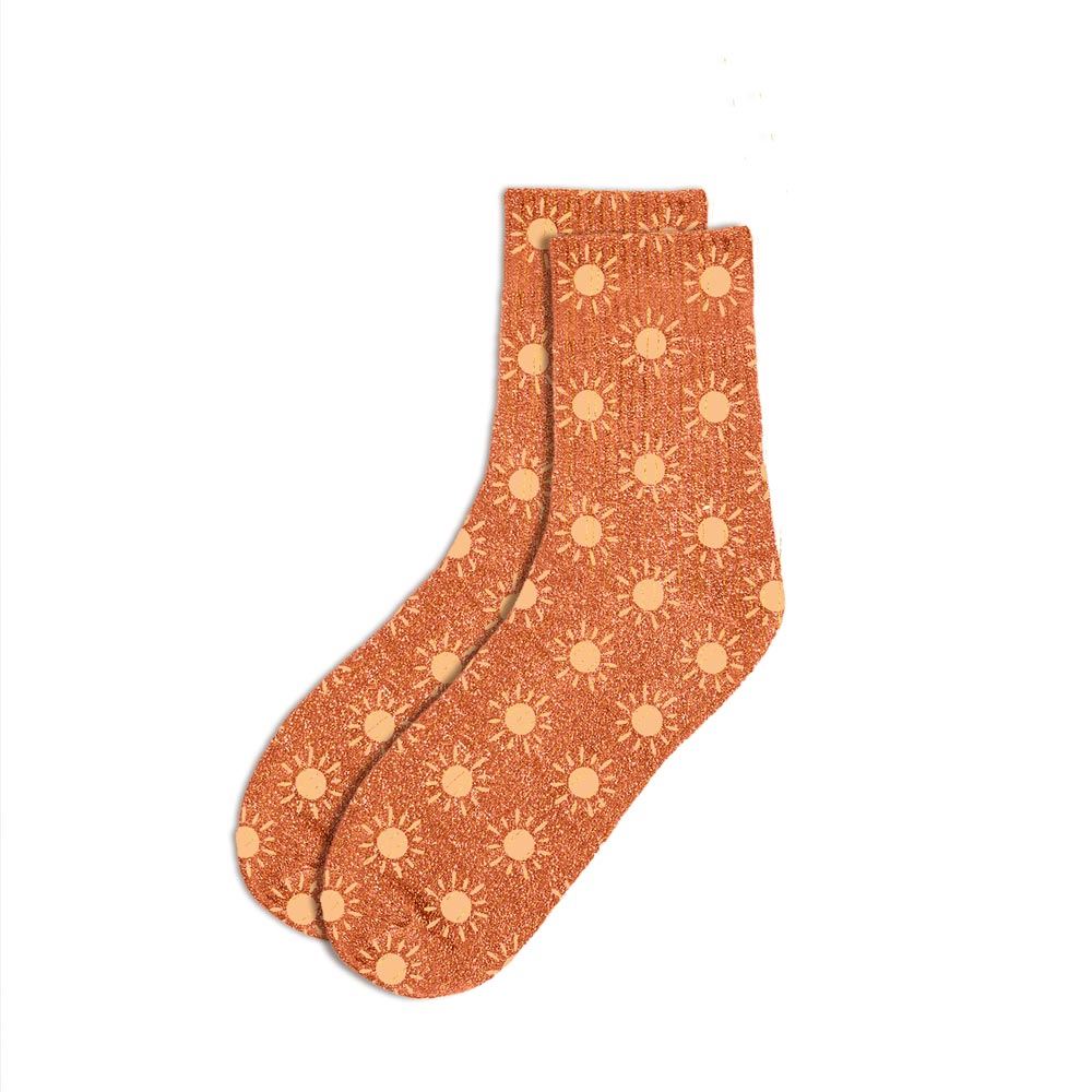 Chaussettes paillettes orange soleil
