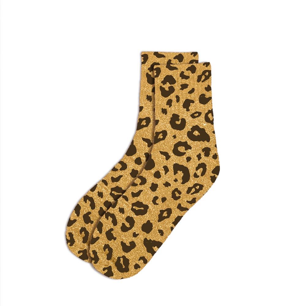 Chaussettes paillettes jaune leopard 
