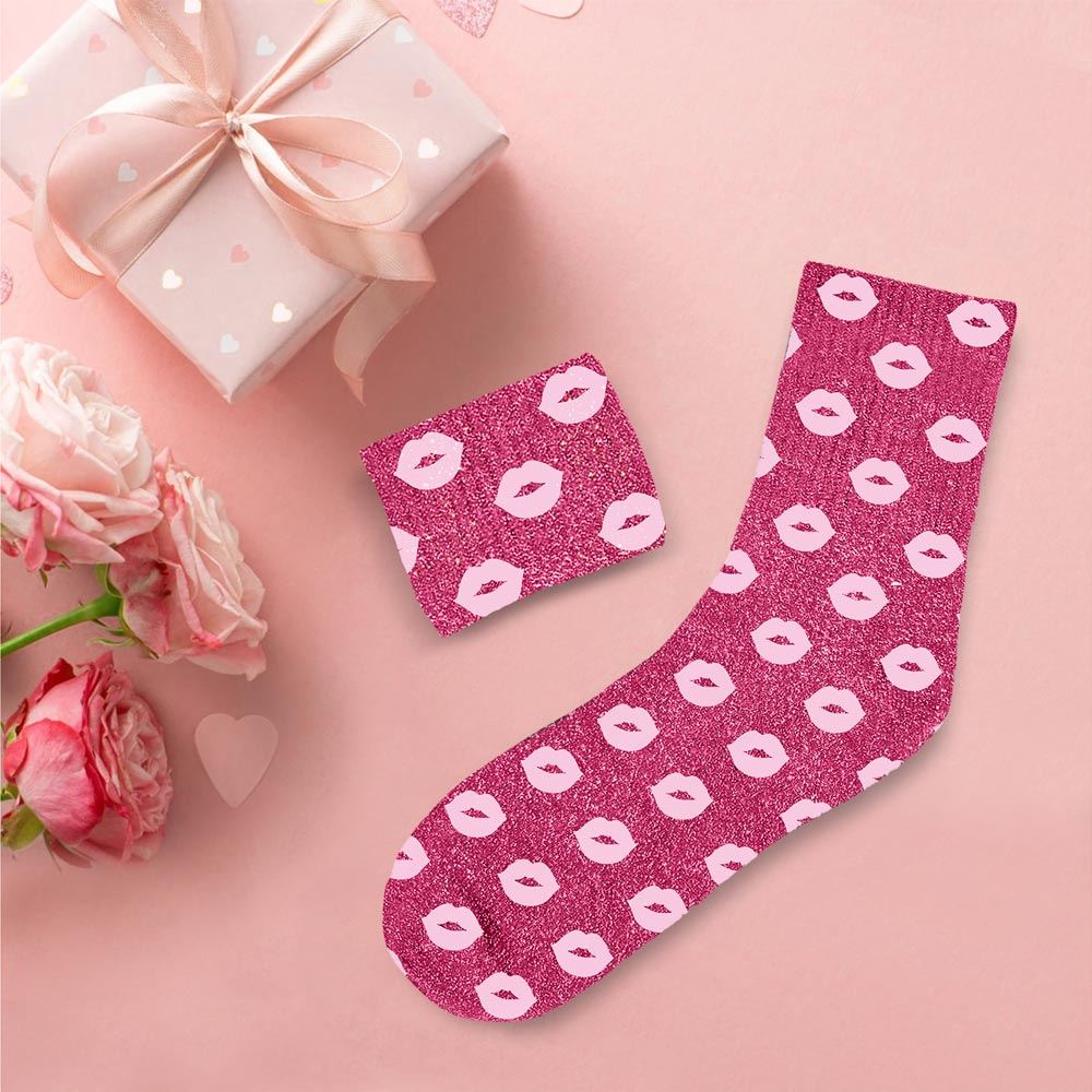 Chaussettes paillettes rose bouche
