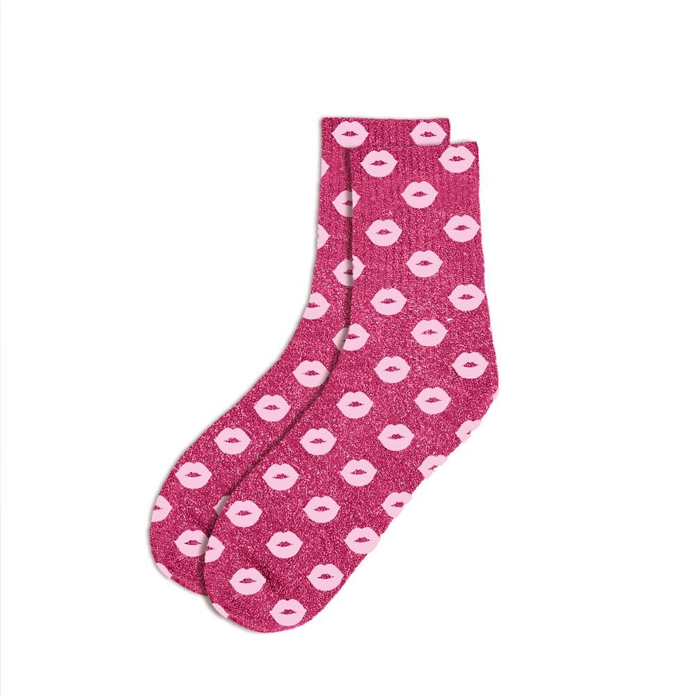 Chaussettes paillettes rose bouche
