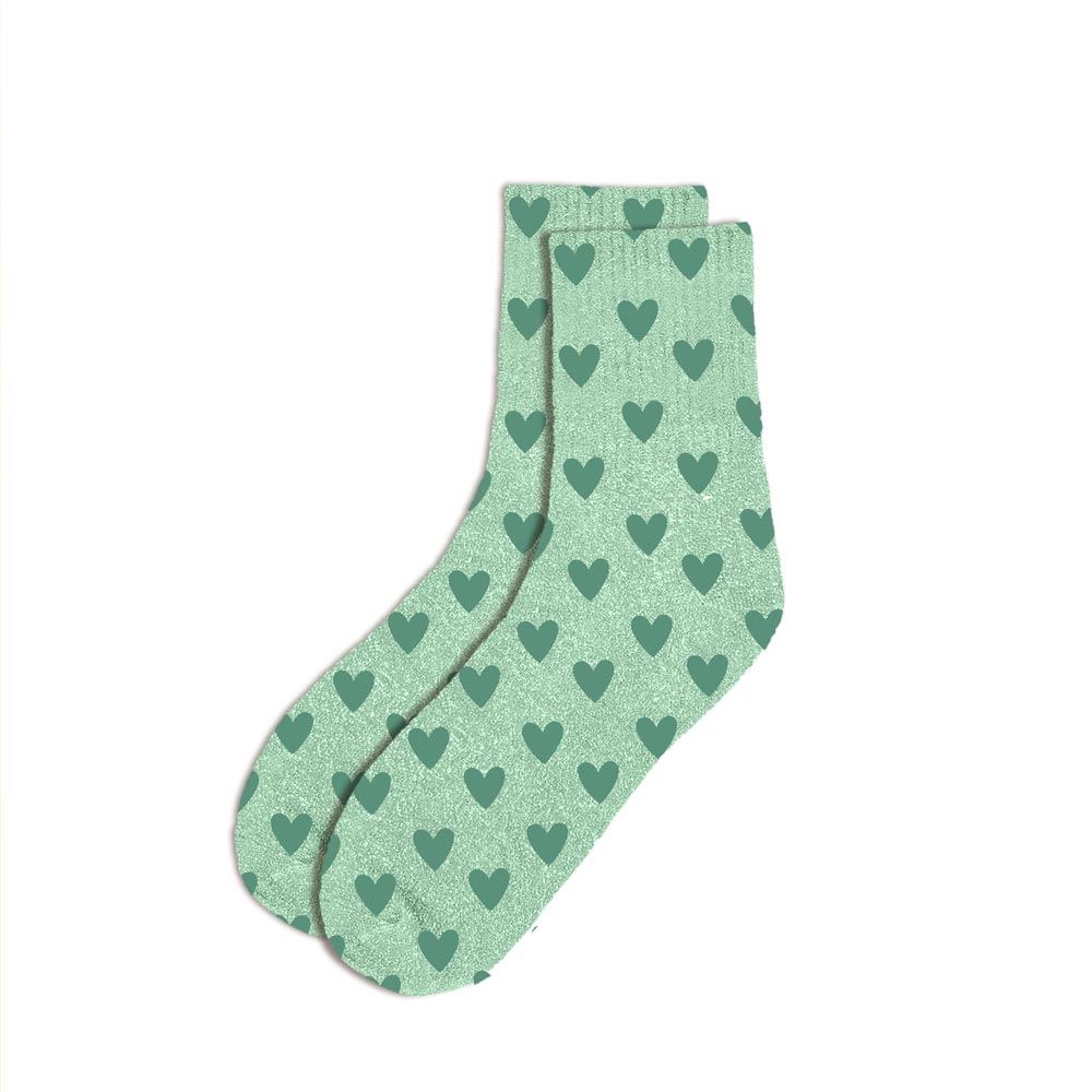 Chaussettes paillettes menthe coeur
